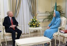 Maryam Rajavi takohet dhe mban bisedime me senatorin Joseph Lieberman