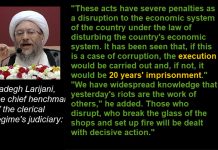 IRAN: I Përballur me Kryengritjen Popullore, Kreu i Gjykatës së Mullahëve Kërcënon Protestuesit me Ekzekutim dhe Aksion Deciziv