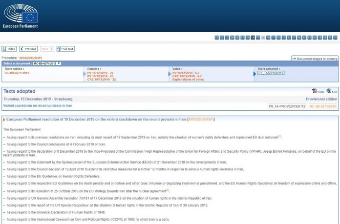 EU_Parliament_condemns_Iran_regimes_deadly_crackdown_on_Iran_protests