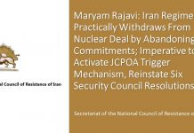 Maryam Rajavi: Regjimi i Iranit Tërhiqet Praktikisht nga Marrëveshja Bërthamore duke Braktisur Angazhimet e Tij; Është Domosdoshmëri të Aktivizohet Mekanizmi Final JCPOA, Rivendosni Gjashtë Rezolutat e Këshillit të Sigurisë