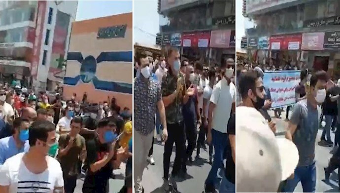 Storeowners protesting and marching in the city of Qeshm, southern Iran – July 26, 2020