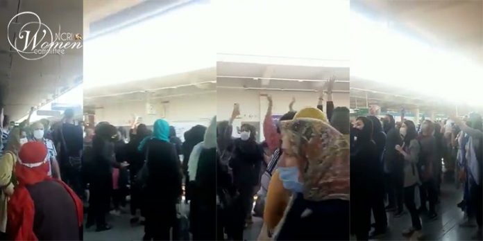 women-in-Tehran-metro-station-chanting-death-to-Khamenei-min