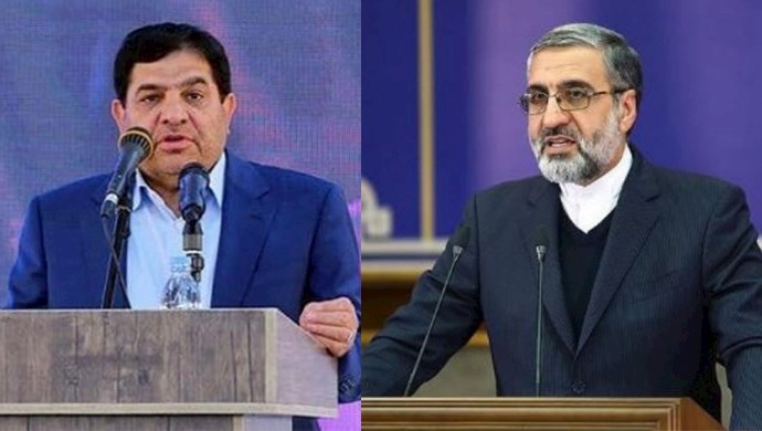 Mohammad Mokhber (left) and Gholamhossein Esmaili (right) will serve as first vice president and chief of staff to Iranian regime president Ebrahim Raisi