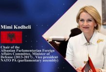 Mimi Kodheli, Ministre e Mbrojtjes së Shqipërisë (2013–2017), foli në Ditën Ndërkombëtare të Gruas, organizuar nga Rezistenca Iraniane