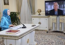 MARYAM RAJAVI TAKON SENATORIN THOM TILLIS, ANËTAR I LARTË I KOMITETEVE PËR ÇËSHTJE TË GJYQËSISË, BANKARË, FINANCA