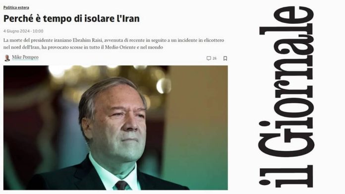 Mike Pompeo në Il Giornale Mike Pompeo në Il Giornale: Nevoja urgjente për të izoluar Iranin