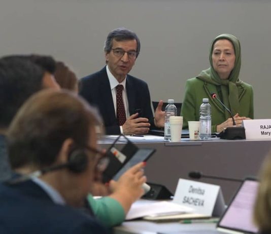 Maryam Rajavi duke iu drejtuar takimit të grupit të Partisë Popullore Evropiane në Këshillin e Evropës