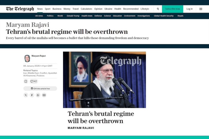maryam-rajavi-daily-telegraph-regjimi-brutal-teheranit-do-te-rrezohet Maryam Rajavi në Daily Telegraph: Regjimi brutal i Teheranit është në fund – protestat dhe rezistenca popullore do ta rrëzojnë. Pa luftë të huaj, vetëm populli iranian sjell ndryshimin. Lexoni analizën e plotë!