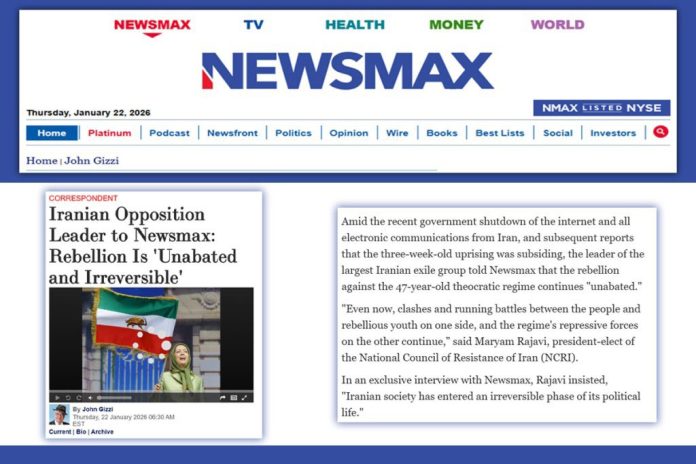 maryam-rajavi-newsmax-kryengritja-iran-e-pandalur-e-pakthyeshme Maryam Rajavi, presidente e zgjedhur e NCRI-së, në intervistë ekskluzive për Newsmax: Kryengritja kundër regjimit iranian vazhdon e pandalur dhe e pakthyeshme. Protestat nuk po zbehen, rrënjët në varfëri e korrupsion