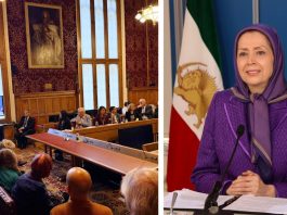 Maryam Rajavi në Parlamentin Britanik: Ndalo menjëherë ekzekutimet në Iran Maryam Rajavi në Parlamentin Britanik: Populli iranian dhe të burgosurit politikë po paguajnë çmimin e heshtjes ndaj ekzekutimeve. Ajo kërkon ndalimin e menjëhershëm të ekzekutimeve, shpalljen e IRGC-së si organizatë terroriste dhe njohjen e qeverisë provizore të NCRI-së.