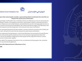 Zonja Rajavi, duke mirëpritur armëpushimin, shprehu shpresën se ai do të çojë në fundin e luftës dhe do të hapë rrugën për paqe dhe liri Zonja Maryam Rajavi, Presidente e zgjedhur e Këshillit Kombëtar të Rezistencës së Iranit, mirëpret armëpushimin 15-ditor dhe shpreh shpresën se ai do të çojë në fundin e luftës, duke hapur rrugën për paqe dhe liri të qëndrueshme përmes rrëzimit të diktaturës klerikale. Ajo thekson ndalimin e ekzekutimeve si kërkesë popullore.