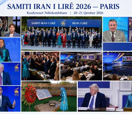 Samiti “Irani i Lirë” Paris – 20 dhe 21 qershor 2026 Konferenca Ndërkombëtare “Irani i Lirë 2026” u zhvillua të shtunën dhe të dielën, më 20 dhe 21 qershor. Dhjetëra personalitete të shquara politike, parlamentare, juridike dhe ushtarake nga Shtetet e Bashkuara, Europa dhe Kanadaja morën pjesë në këtë tubim dyditor në selinë e Këshillit Kombëtar të Rezistencës së Iranit në Paris.