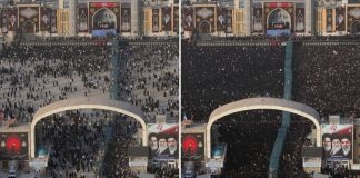 Verifikuesit ndërkombëtarë të fakteve zbuluan se regjimi iranian përdori inteligjencën artificiale, pamje të manipuluara dhe detyrim administrativ për të fryrë pjesëmarrjen në funeralin e Ali Khameneit dhe për të krijuar një imazh të rremë të mbështetjes popullore.