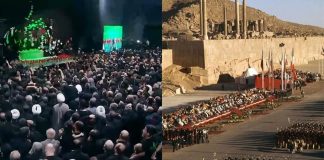 Krahasim midis festës madhështore të Shahut në Persepolis (1971) dhe funeralit të orkestruar të Ali Khameneit (2026). Si pse spektakli politik nuk zëvendëson legjitimitetin, duke çuar në izolim, represion dhe valë kryengritjesh në Iran.