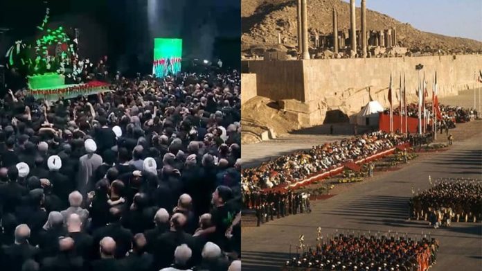 nga-persepolis-ne-mashhad-iluzioni-i-diktatorit-spektakli-legjitimieti Krahasim midis festës madhështore të Shahut në Persepolis (1971) dhe funeralit të orkestruar të Ali Khameneit (2026). Si pse spektakli politik nuk zëvendëson legjitimitetin, duke çuar në izolim, represion dhe valë kryengritjesh në Iran.